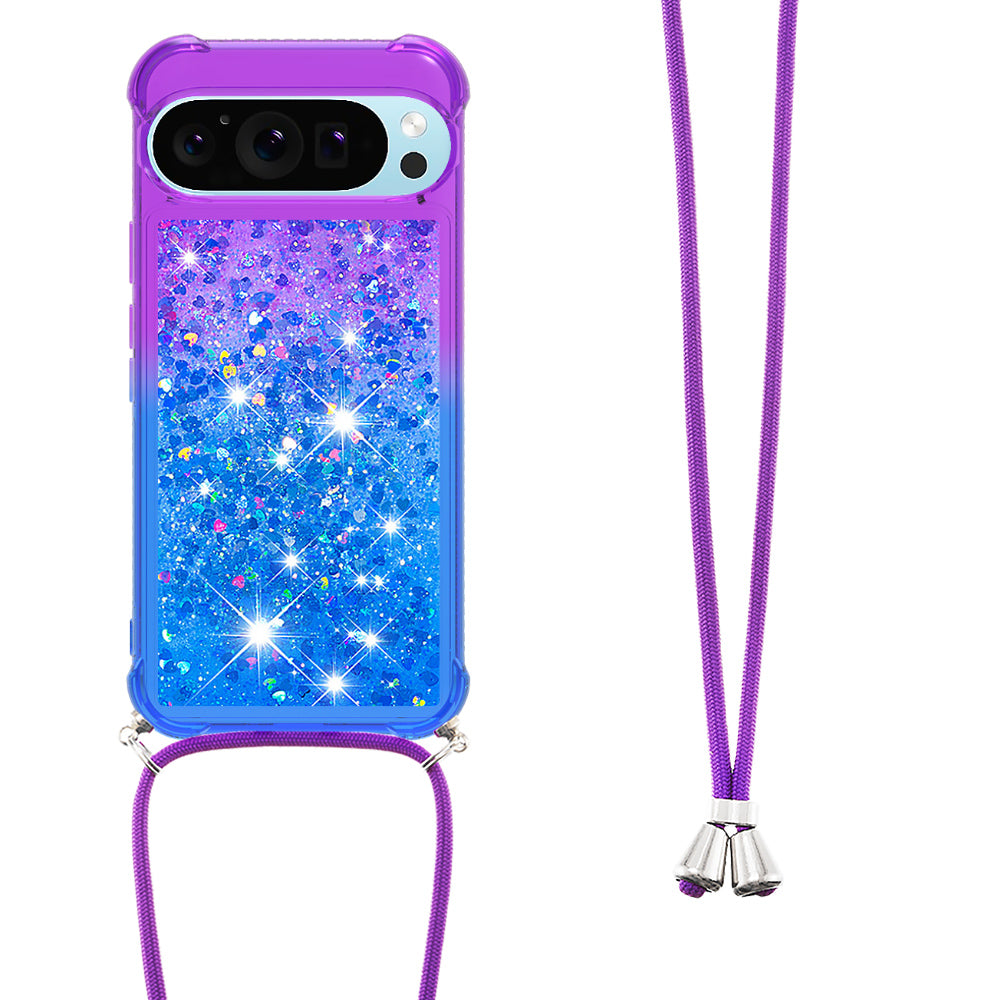 YB Quicksand Series-6 for Google Pixel 9 Pro TPU Case Glitter Sequin Gradient Phone Cover with Lanyard YB Quicksand Series-6 for Google Pixel 9 Pro TPU Case Glitter Sequin Gradient Phone Cover with Lanyard